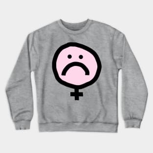 Female Pink Unhappy Smiley Face Crewneck Sweatshirt